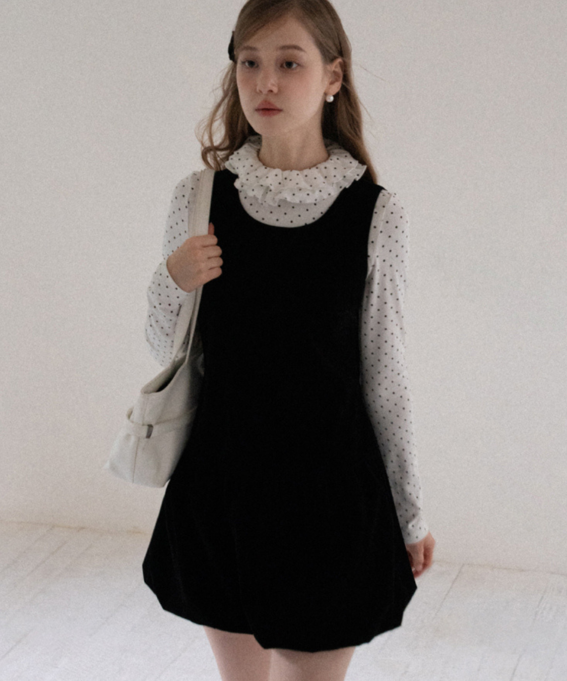 ノースリーブジャンスカ風ベルベットワンピース