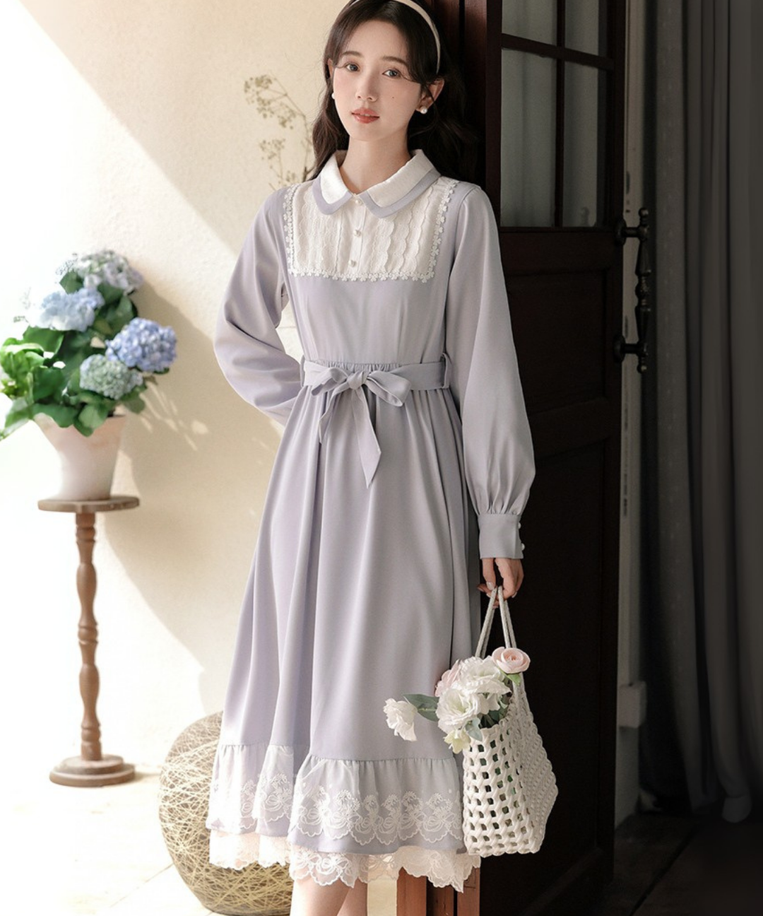 ラウンドカラー裾フリルレイヤード風ワンピース – jemiremi（ジェミレミ）