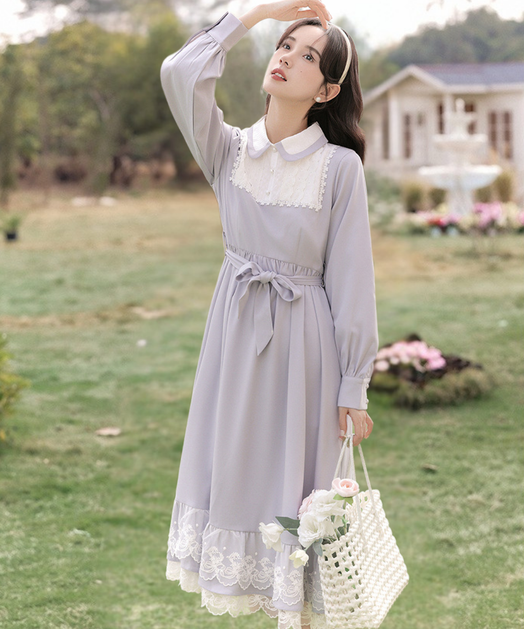 ラウンドカラー裾フリルレイヤード風ワンピース – jemiremi（ジェミレミ）