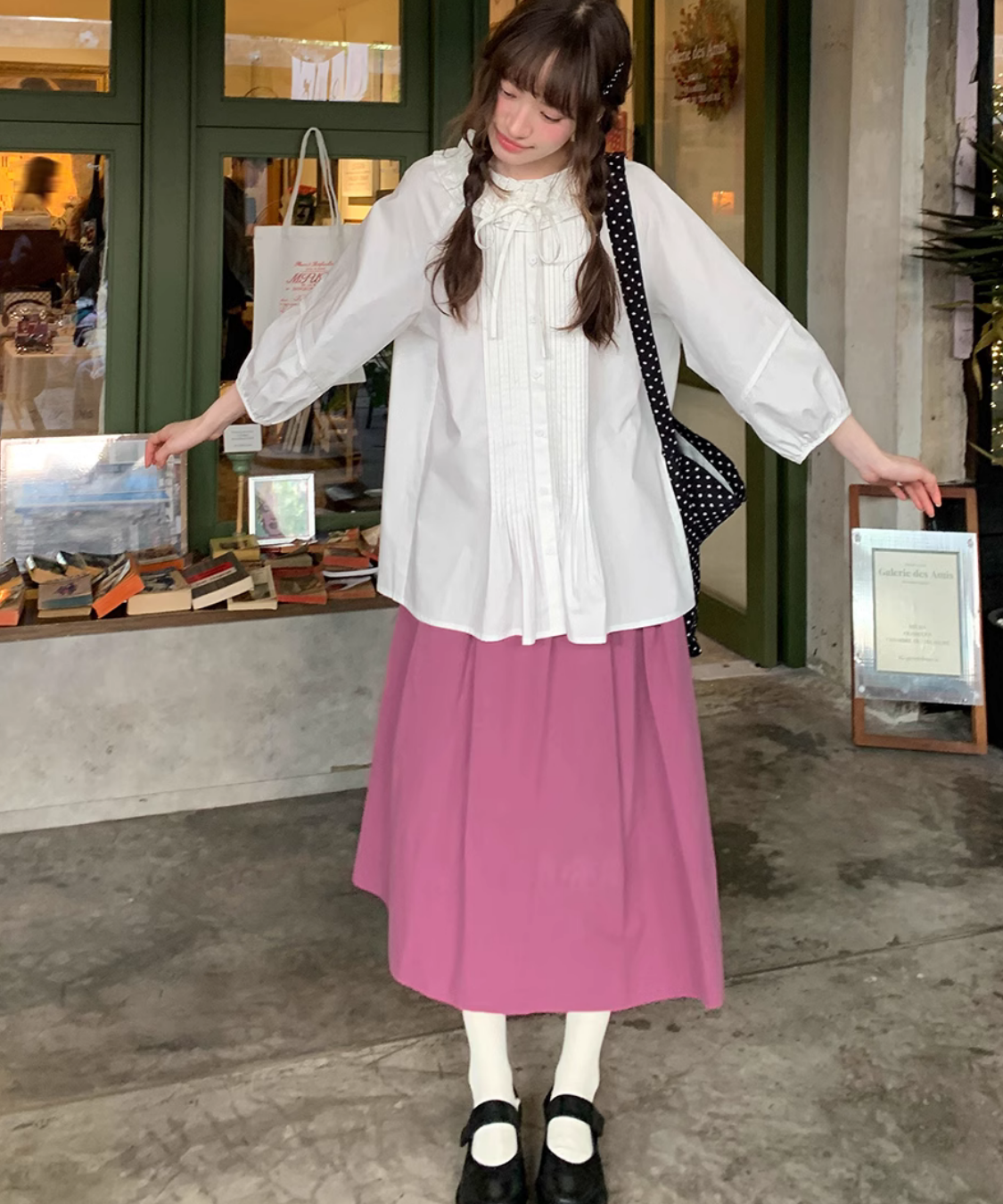 ローズピンク切り替えスカート