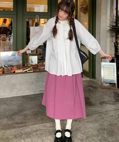 ローズピンク切り替えスカート