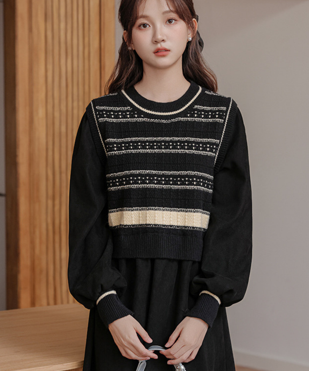 ブリーフィング　フェザーダウンベストワンピース　S 未使用タグなし デザインボーダーニットベストドッキングワンピース – jemiremi