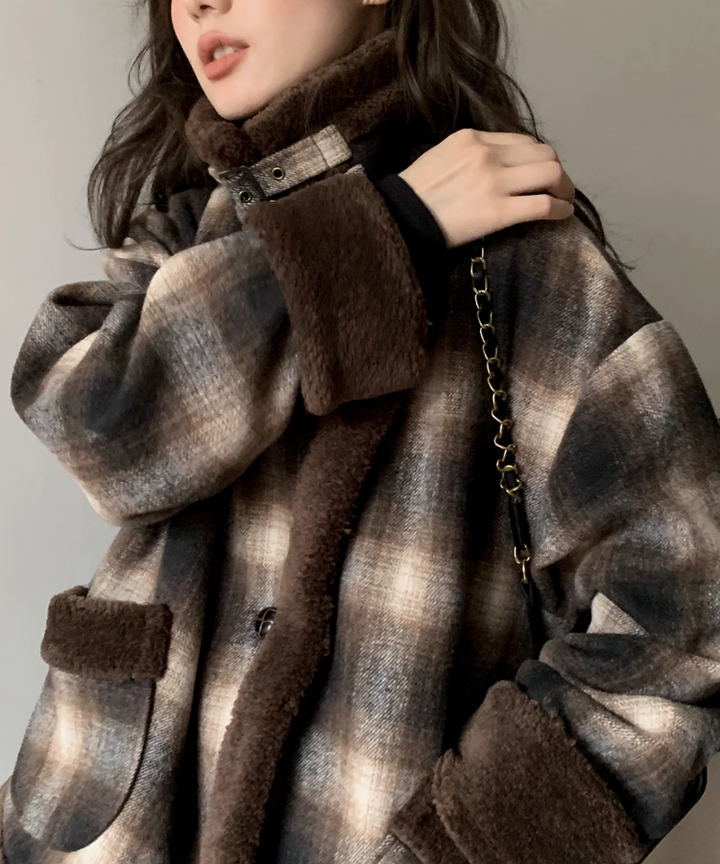 斜めポケット中綿チェックボアジャケット – jemiremi（ジェミレミ）