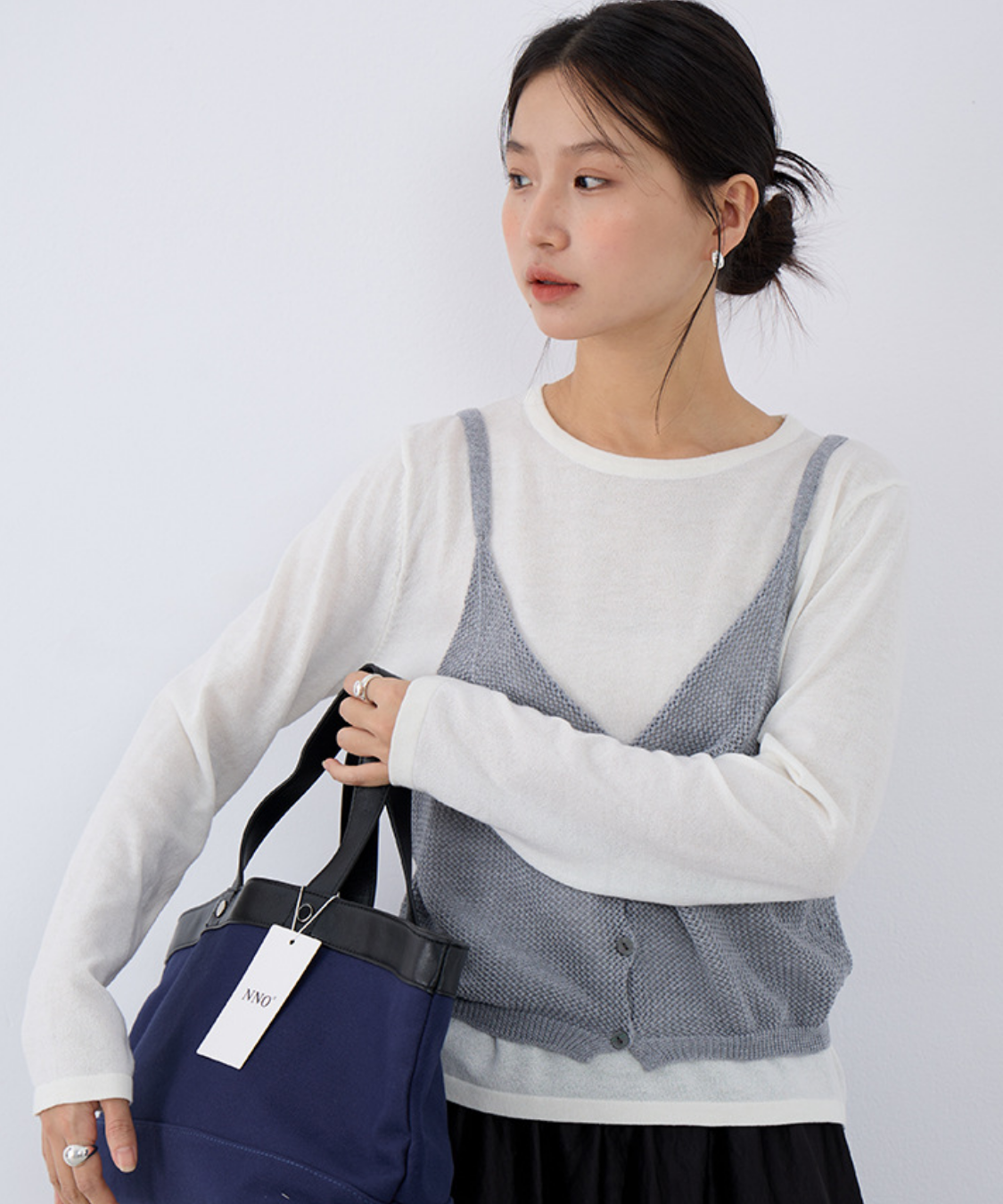 キャミソールベスト＋クルーネックカットソー 2点セット