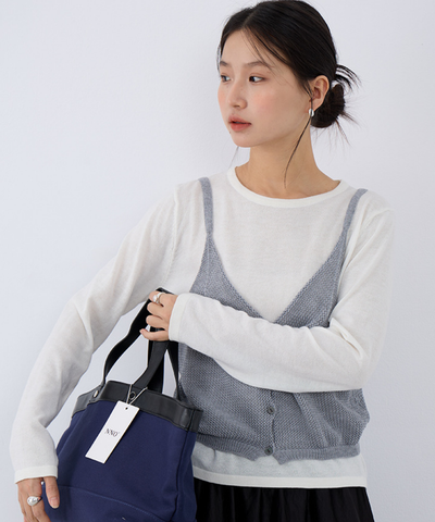 キャミソールベスト＋クルーネックカットソー 2点セット