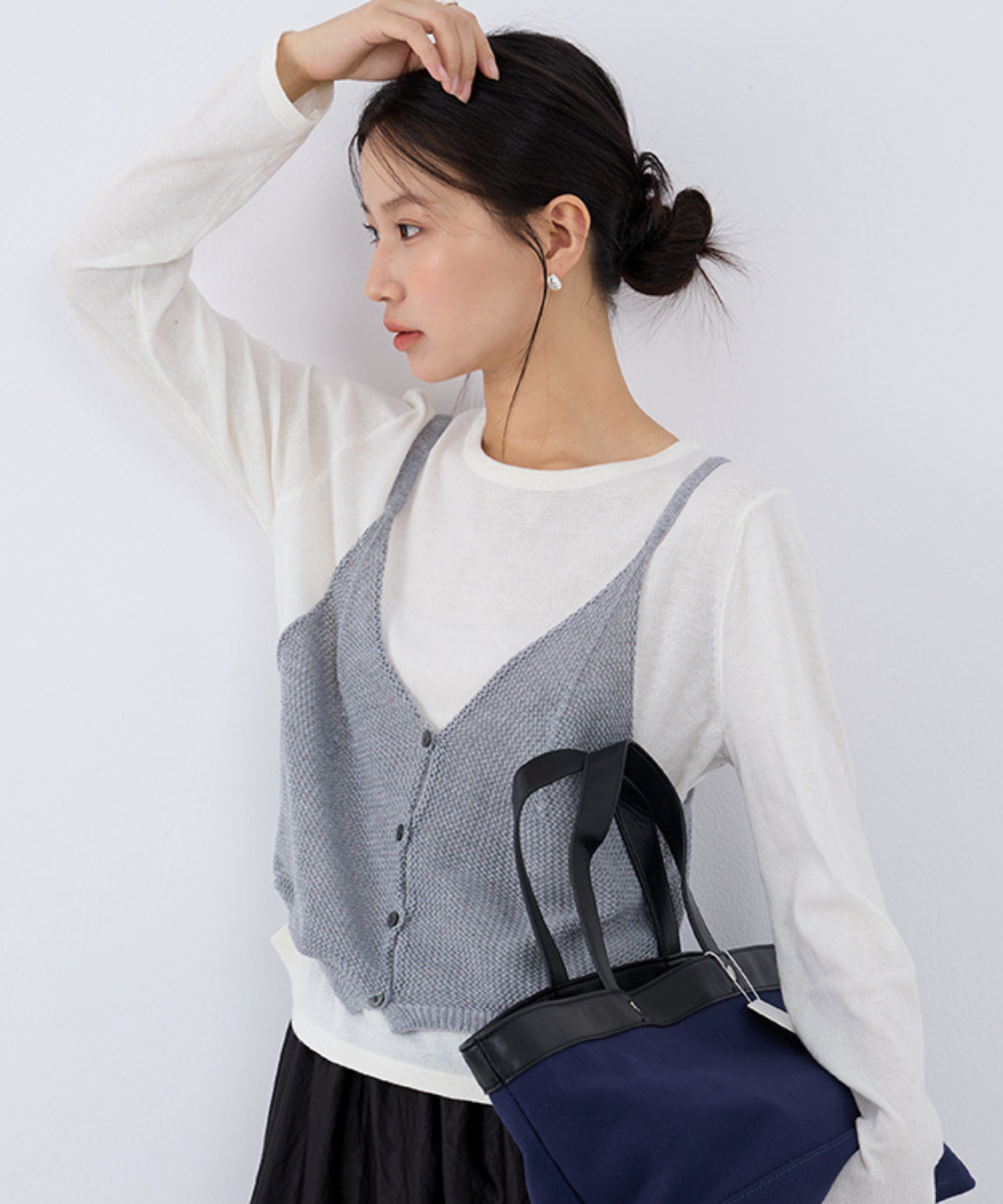 キャミソールベスト＋クルーネックカットソー 2点セット