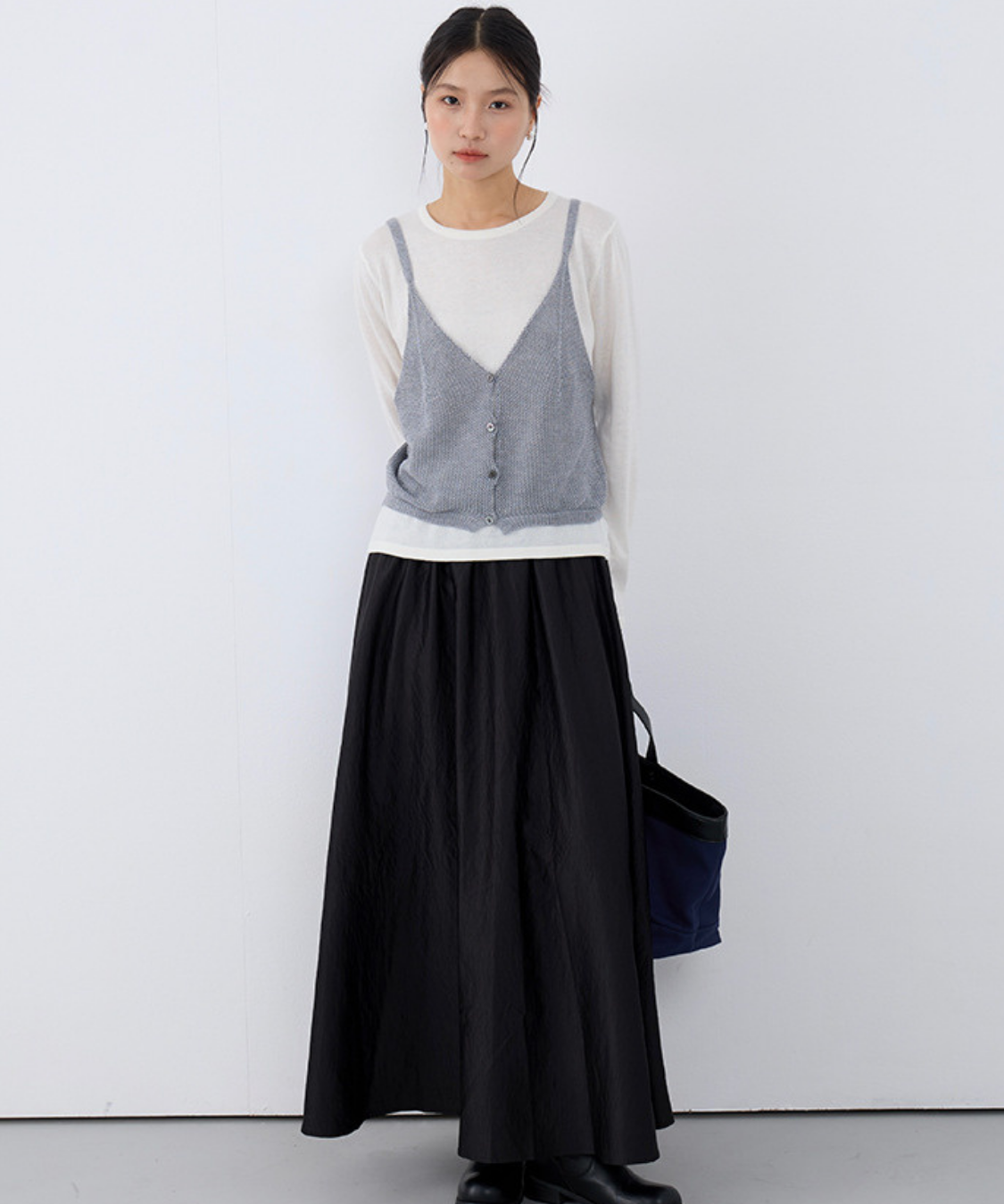 キャミソールベスト＋クルーネックカットソー 2点セット