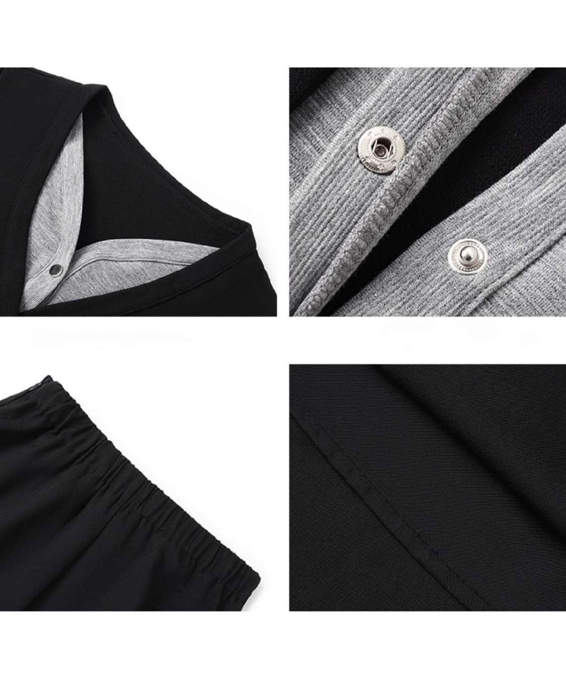 カーディガン風ドッキングトップス＋タックフレアスカート 2点セット