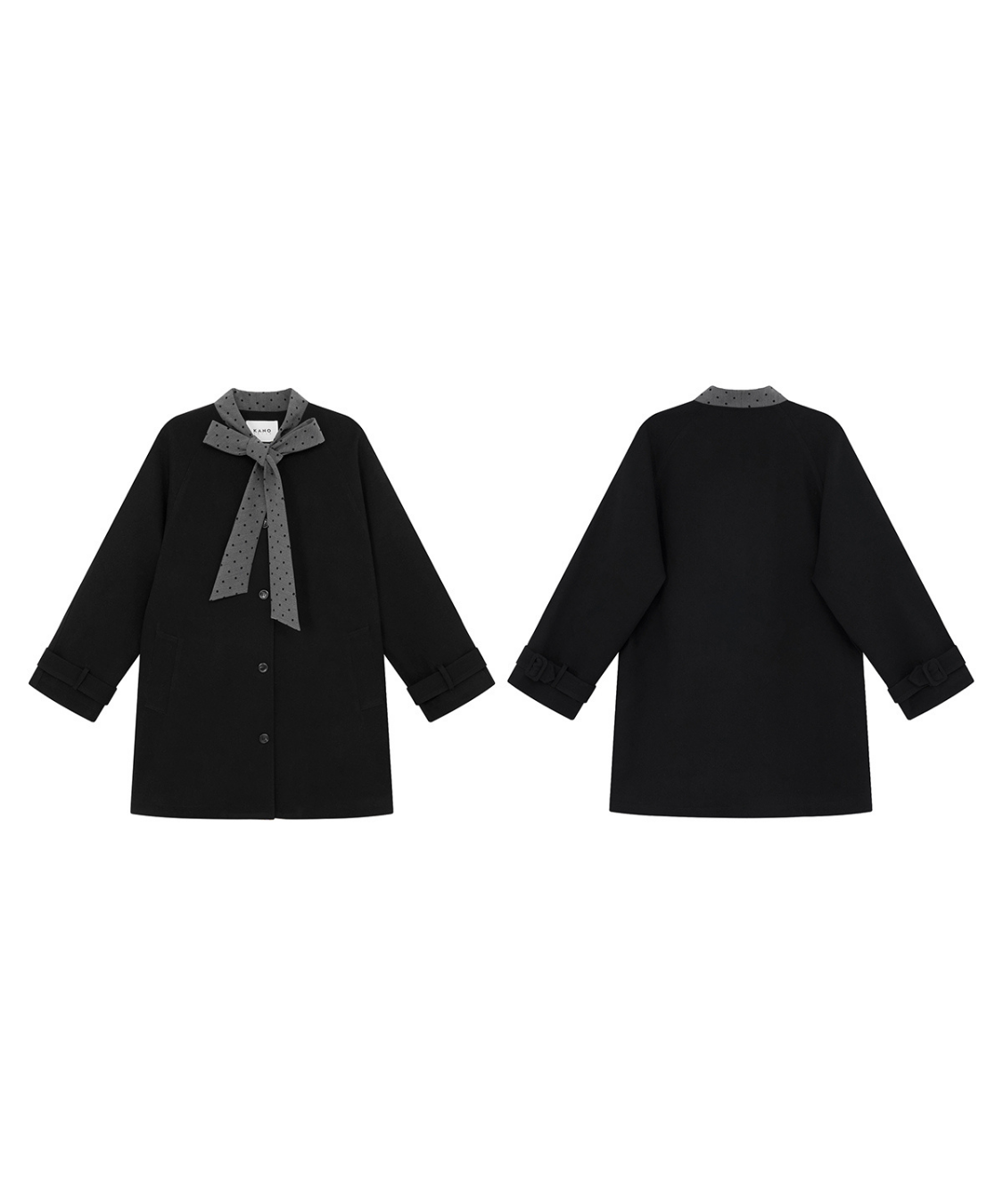 ドットリボン付きノーカラーコート