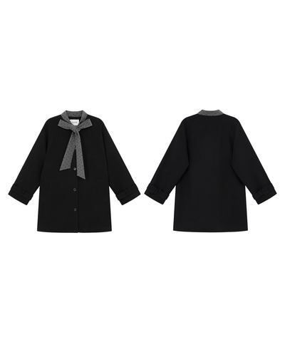 ドットリボン付きノーカラーコート