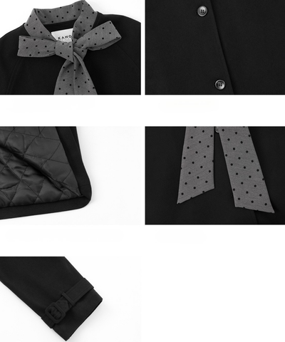 ドットリボン付きノーカラーコート