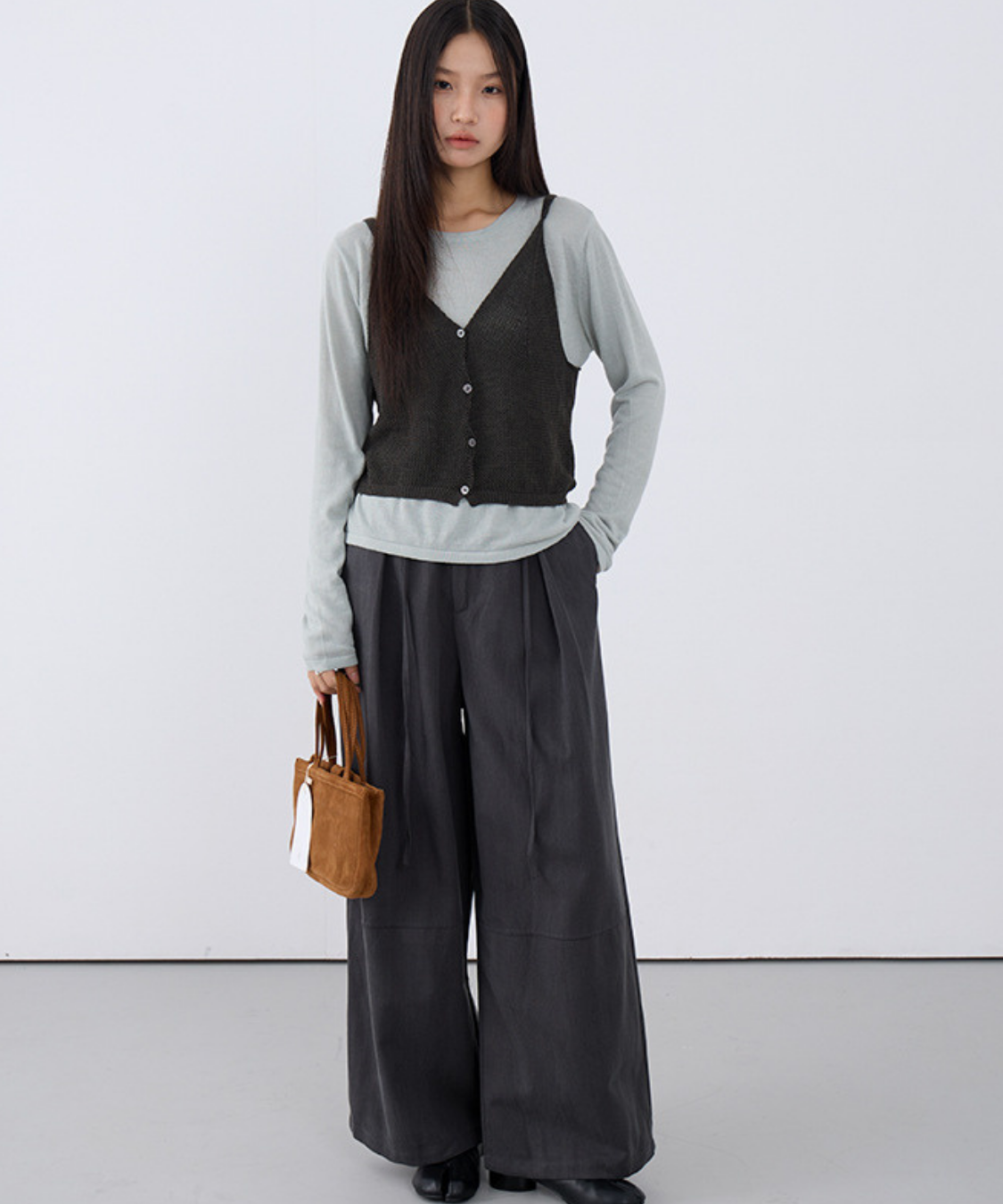 キャミソールベスト＋クルーネックカットソー 2点セット