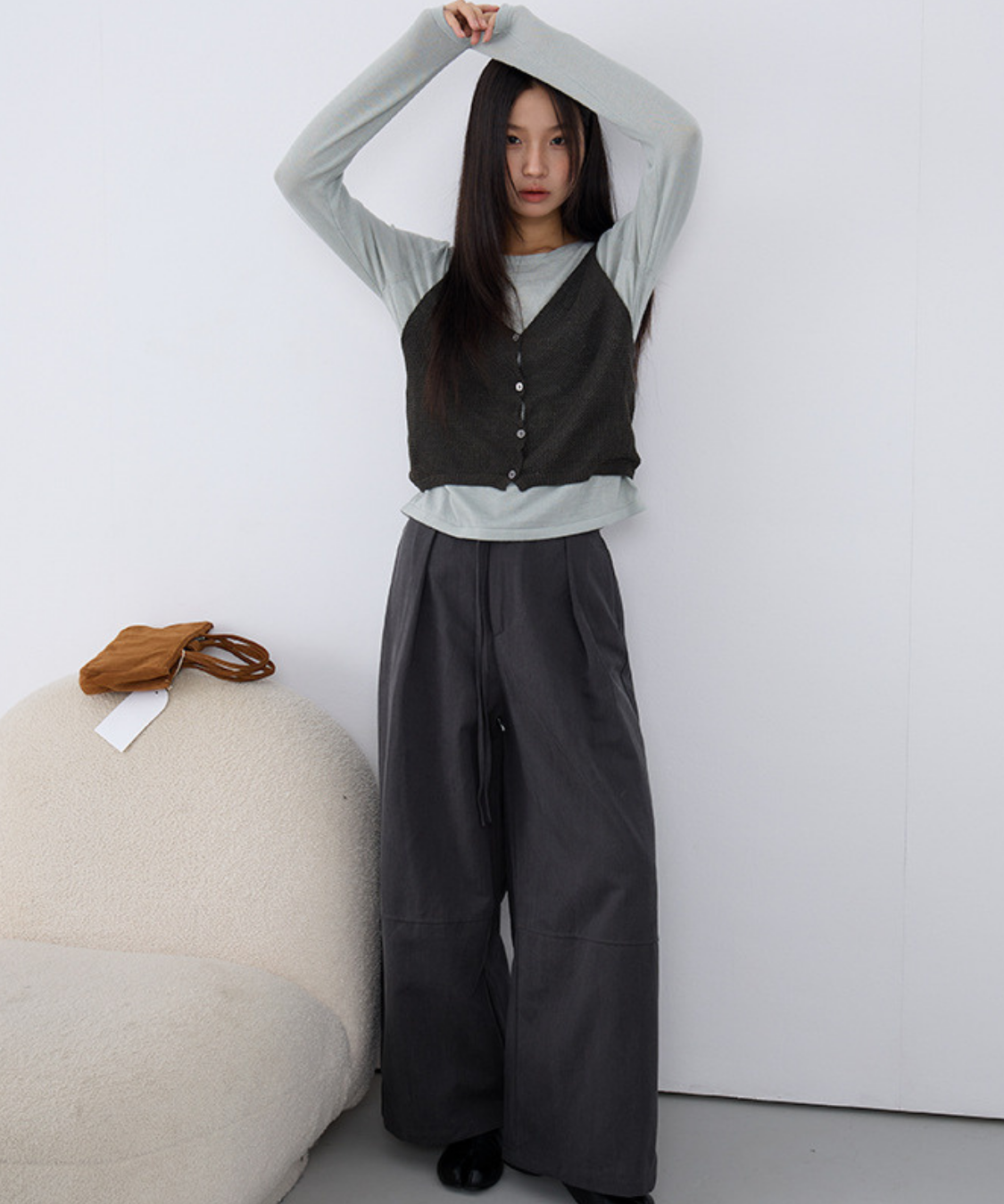 キャミソールベスト＋クルーネックカットソー 2点セット