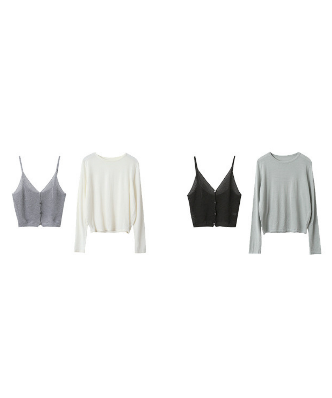 キャミソールベスト＋クルーネックカットソー 2点セット