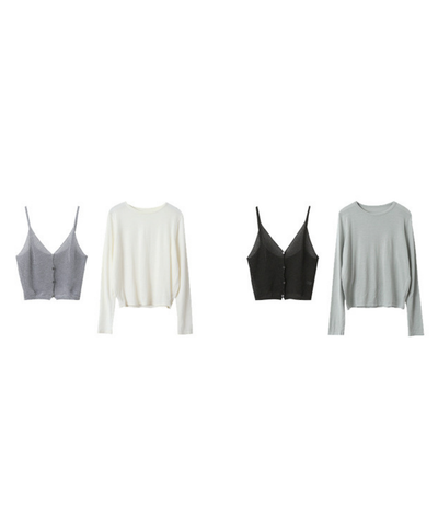 キャミソールベスト＋クルーネックカットソー 2点セット