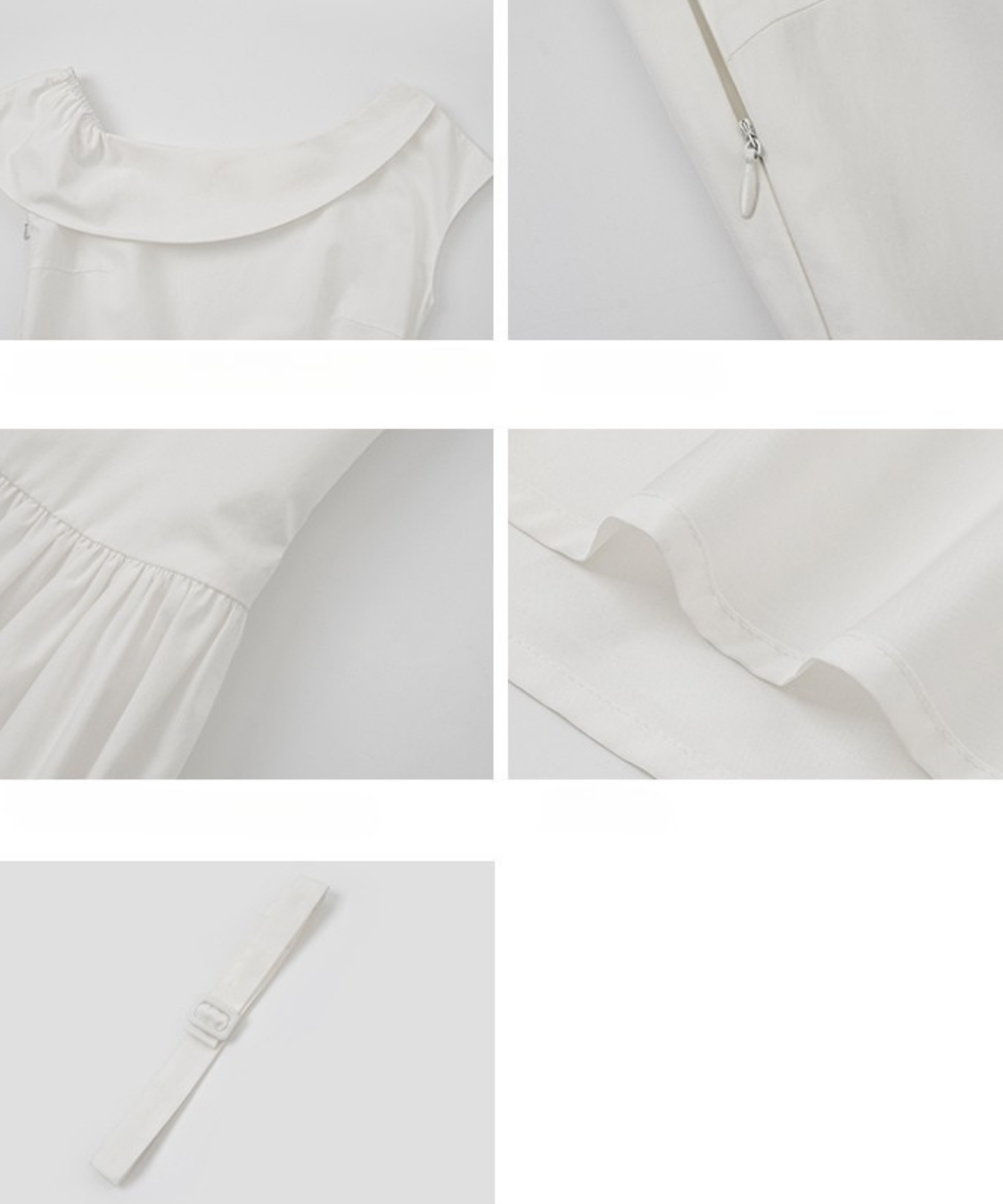 アシンメトリーフラットカラーベルト付きワンピース