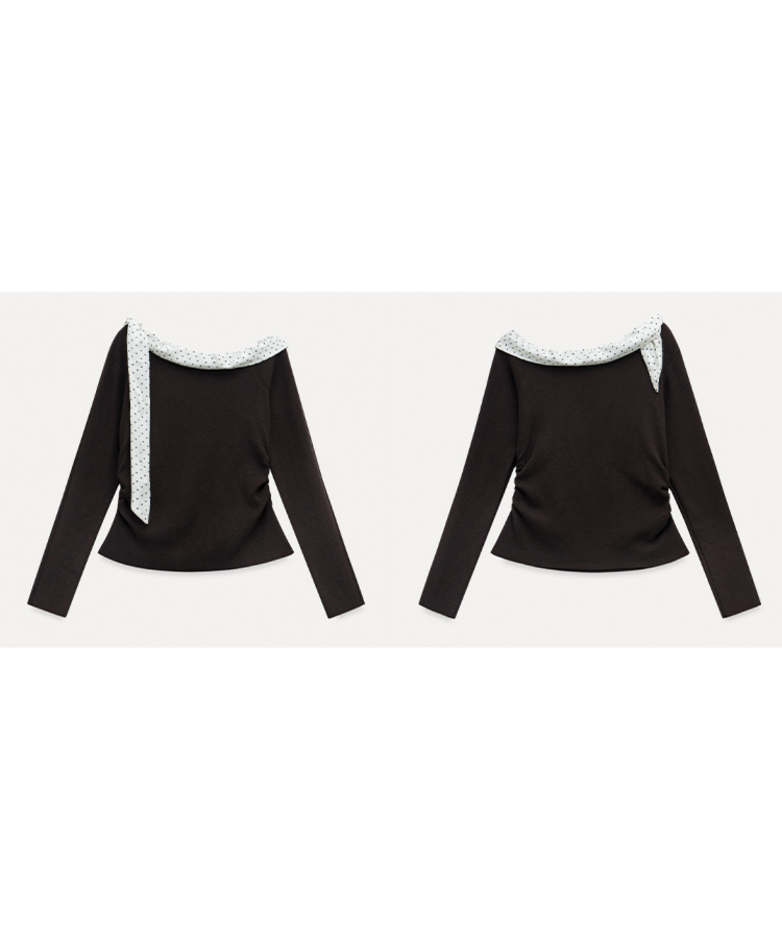 ドット柄ワンショルダーリボン付きトップス