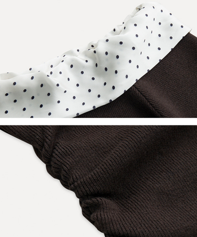 ドット柄ワンショルダーリボン付きトップス