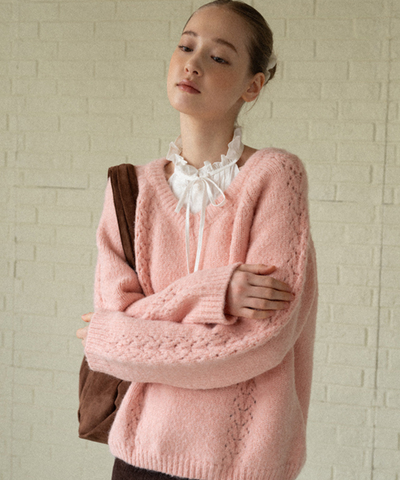 リボンフリル付け襟ブラウス