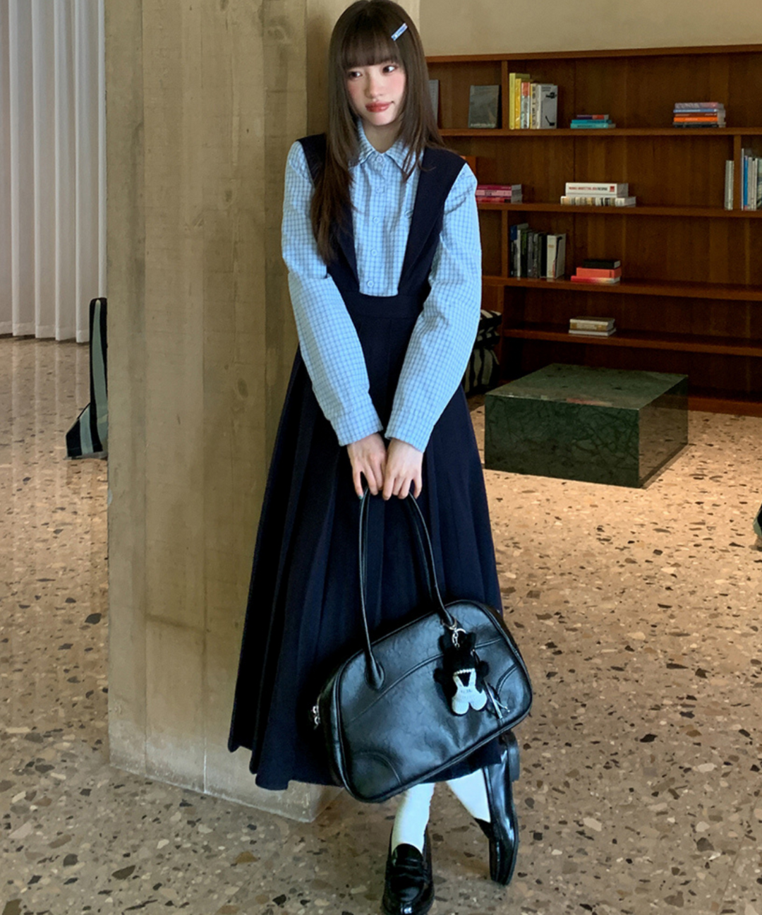 セーラーカラーボックスプリーツロングワンピース – jemiremi