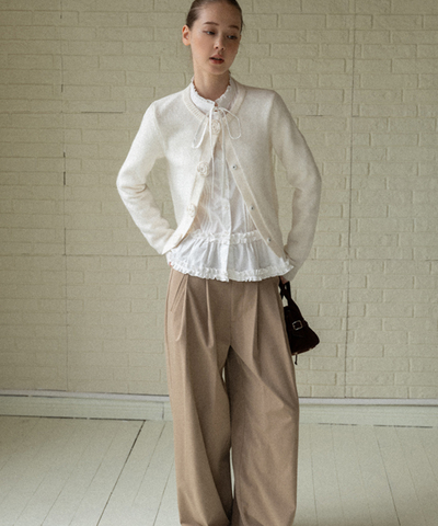 フリルスタンドカラーペプラムブラウス