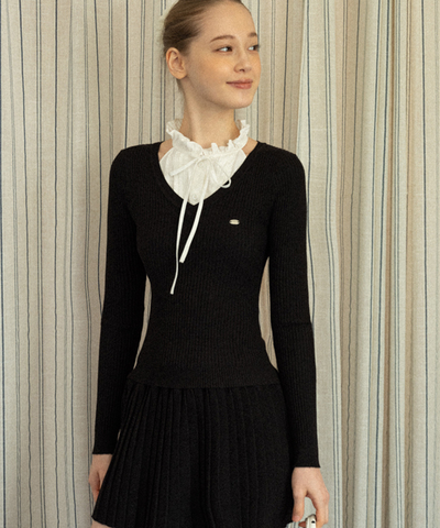 リボンフリル付け襟ブラウス