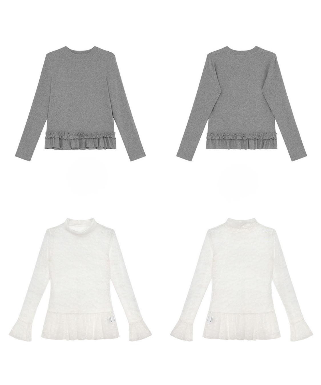 裾フリルニット＋レースハイネックインナー 2点セット