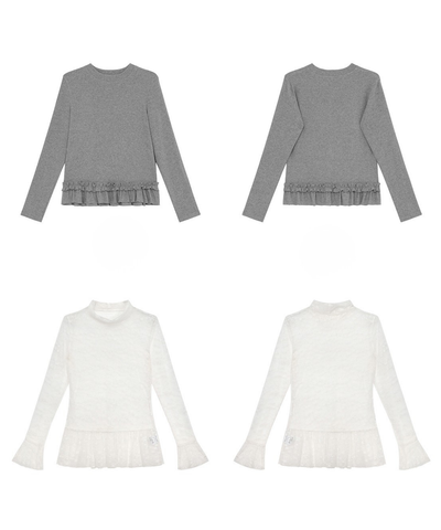 裾フリルニット＋レースハイネックインナー 2点セット