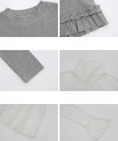 裾フリルニット＋レースハイネックインナー 2点セット