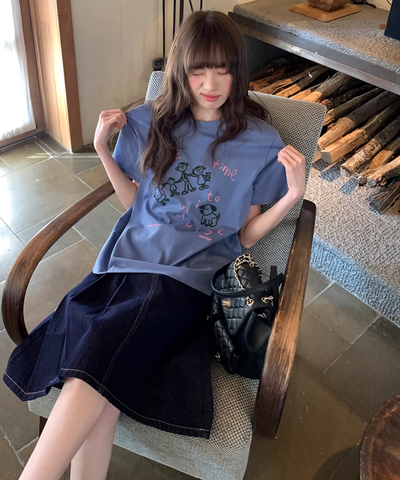 アシンメトリープリーツデニムスカート