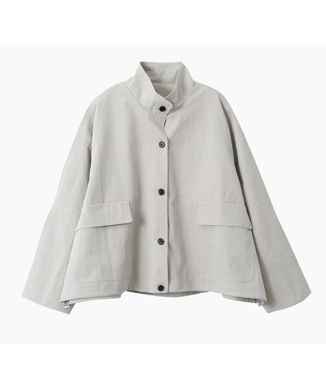 スタンドカラーカフスチェック柄ドローストリングジャケット