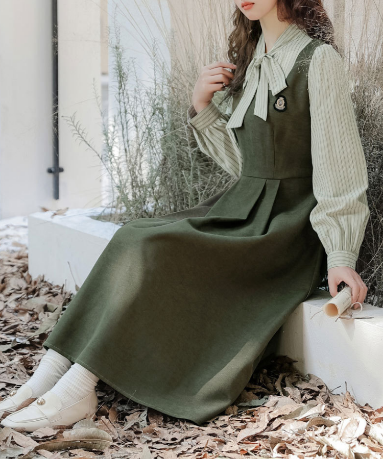 ストライプボウタイシャツドッキングワンピース – jemiremi（ジェミレミ）