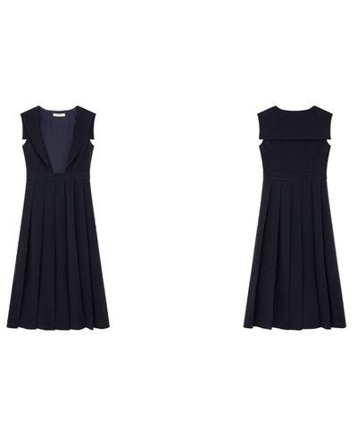 セーラーカラーボックスプリーツロングワンピース