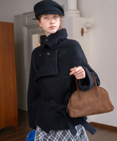 ダブルボタンベルテッドショートジャケット