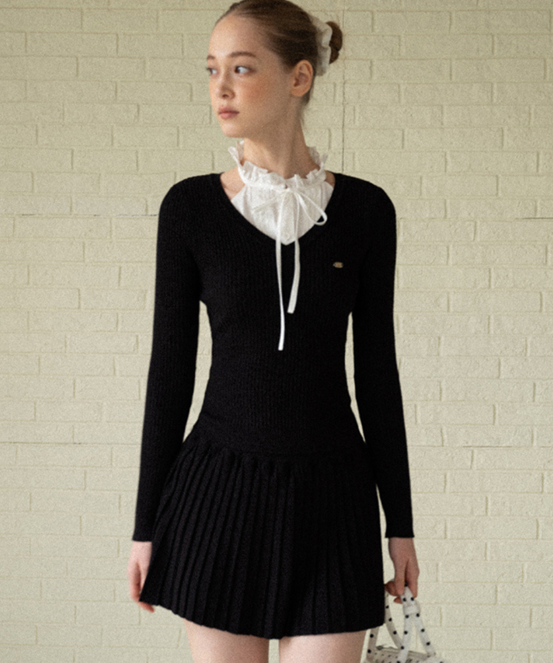 リボンフリル付け襟ブラウス