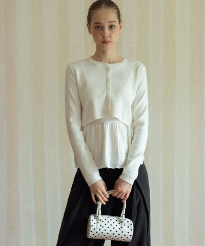 ベロアリボンカーデ＋ペプラムキャミ 2点セット