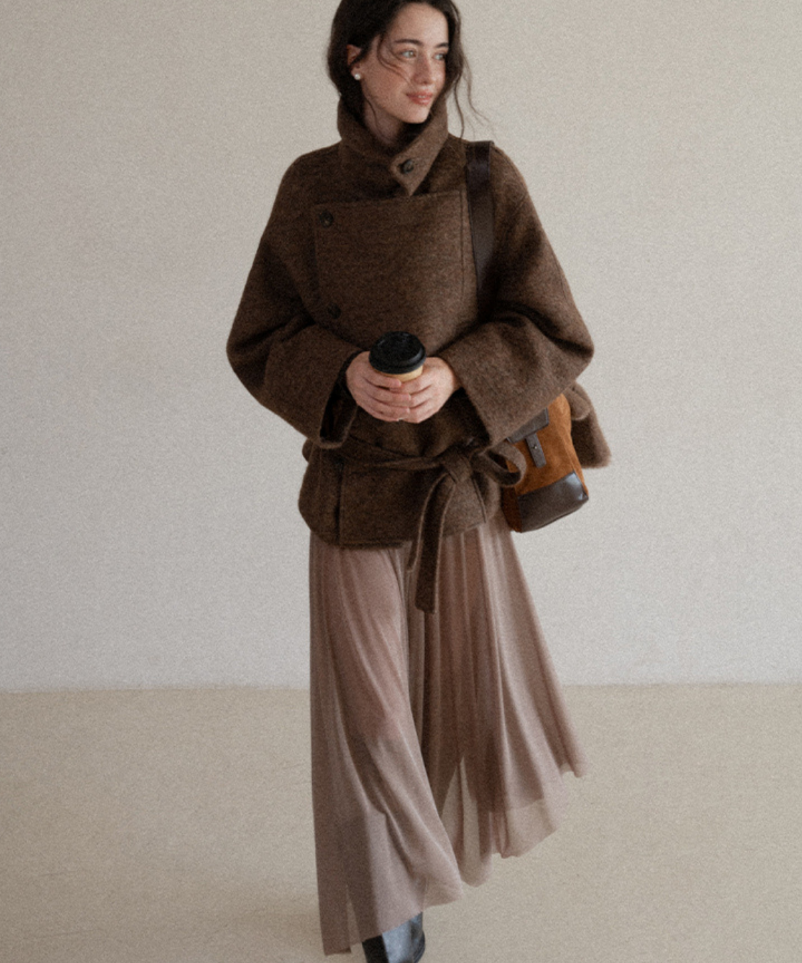 ダブルボタンベルテッドショートジャケット