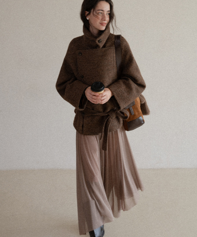 ダブルボタンベルテッドショートジャケット