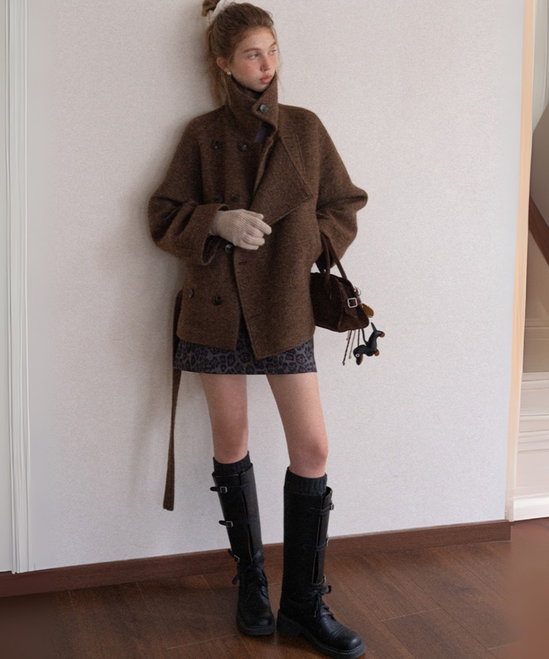 ダブルボタンベルテッドショートジャケット