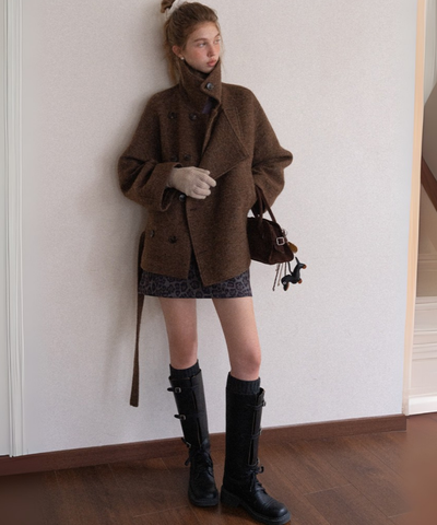 ダブルボタンベルテッドショートジャケット