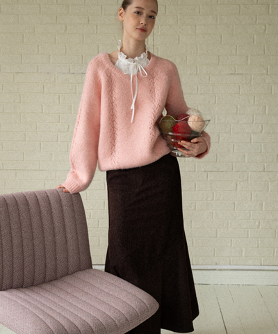 リボンフリル付け襟ブラウス