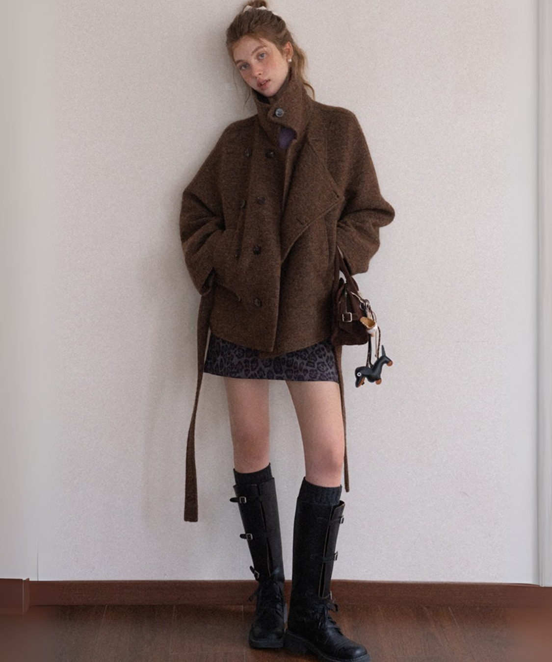 ダブルボタンベルテッドショートジャケット