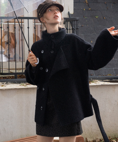 ダブルボタンベルテッドショートジャケット