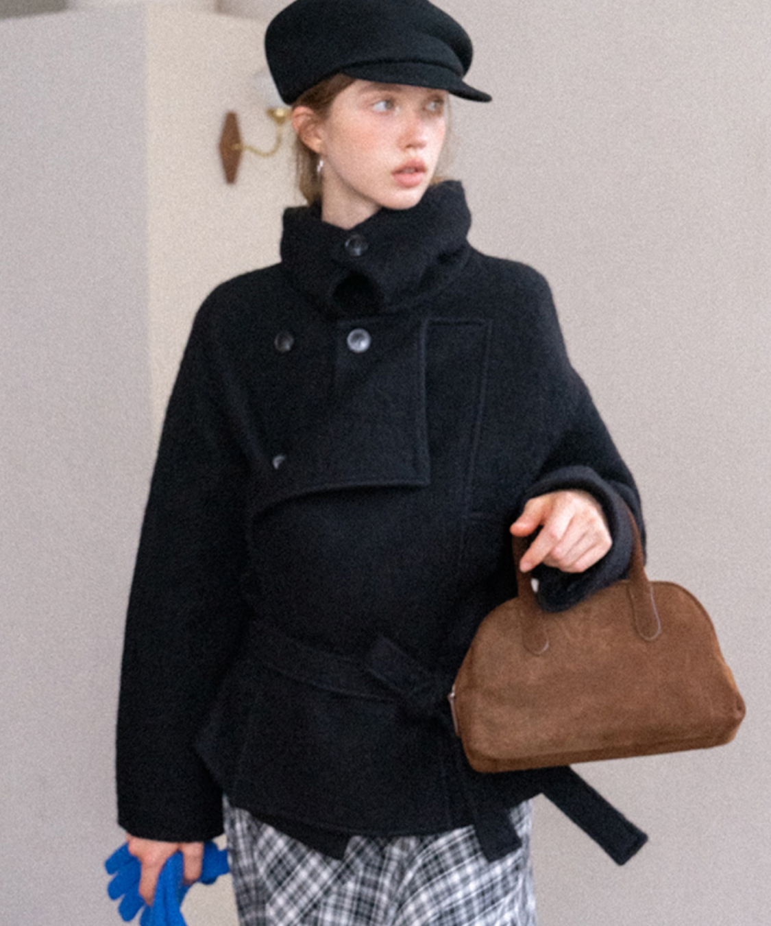 ダブルボタンベルテッドショートジャケット