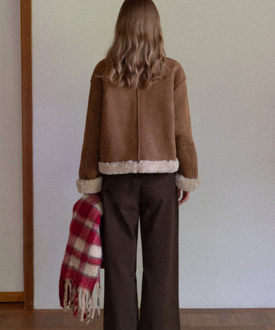 スエード調スタンドカラーリバーシブルボアジャケット