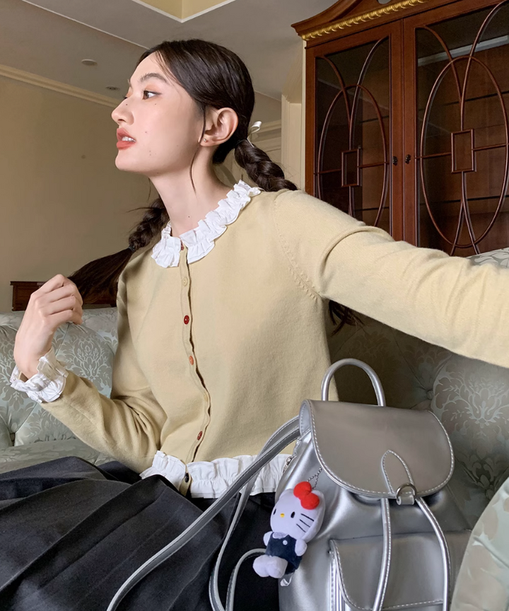 カラフルボタンフリルニットカーディガン – jemiremi（ジェミレミ）