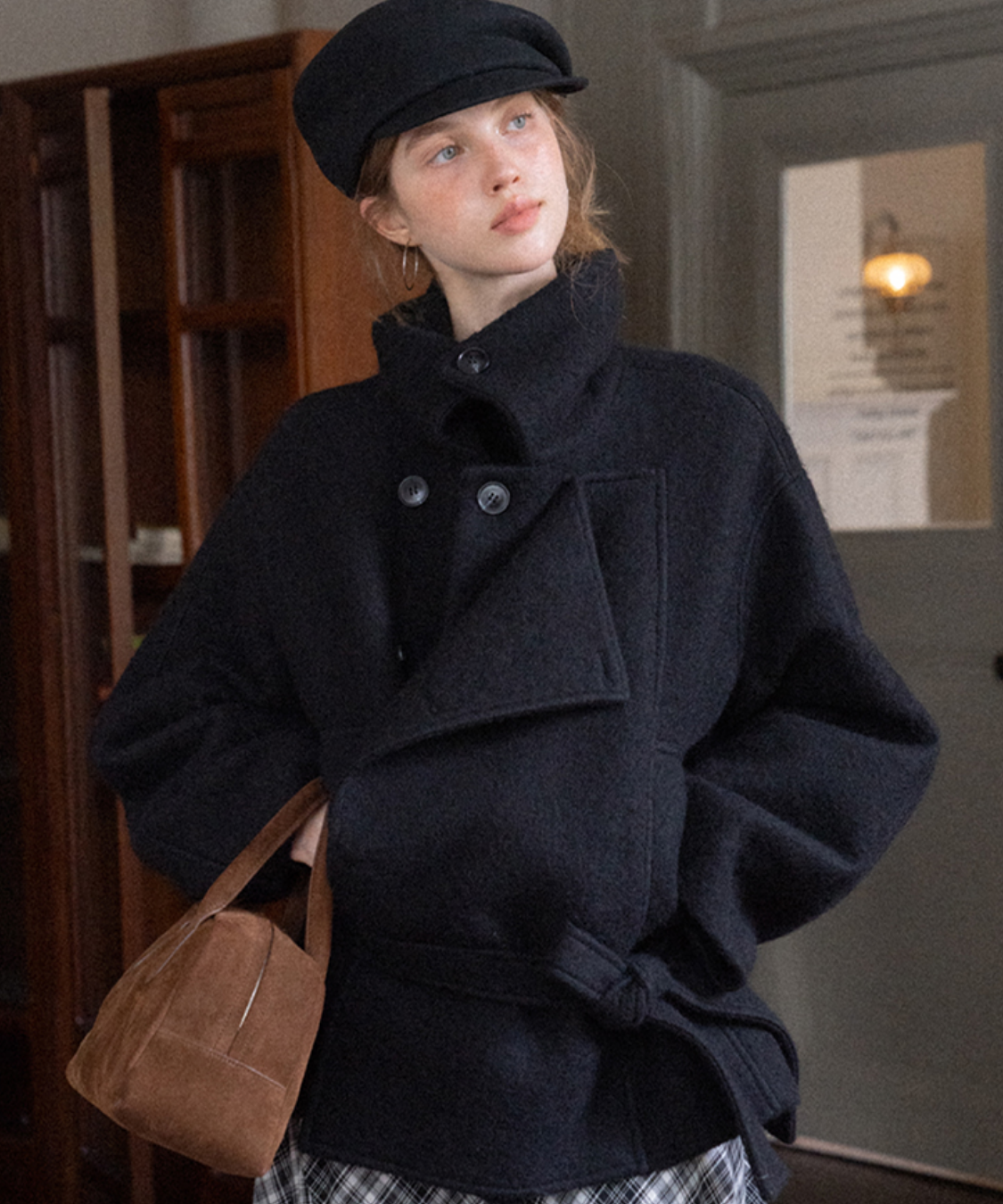 ダブルボタンベルテッドショートジャケット