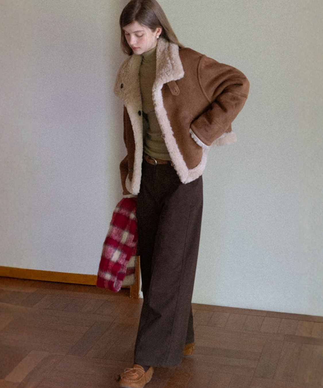 スエード調スタンドカラーリバーシブルボアジャケット