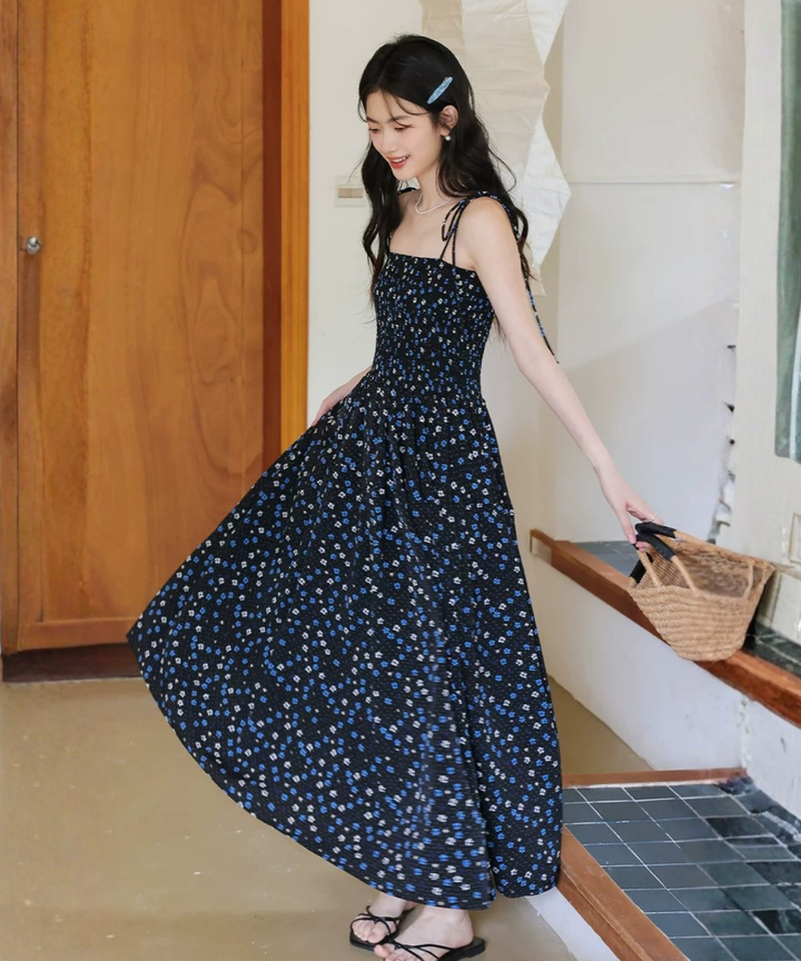 ショートカーディガン＋小花柄シャーリングワンピース 2点セット
