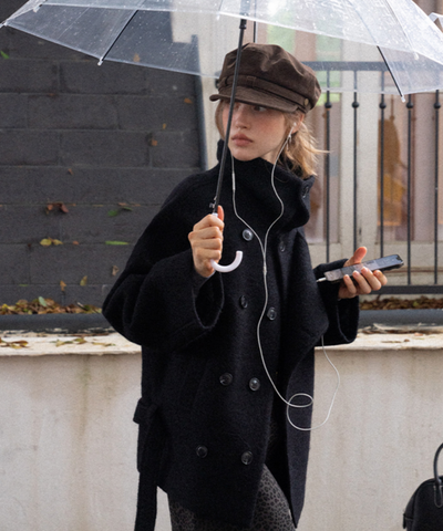 ダブルボタンベルテッドショートジャケット